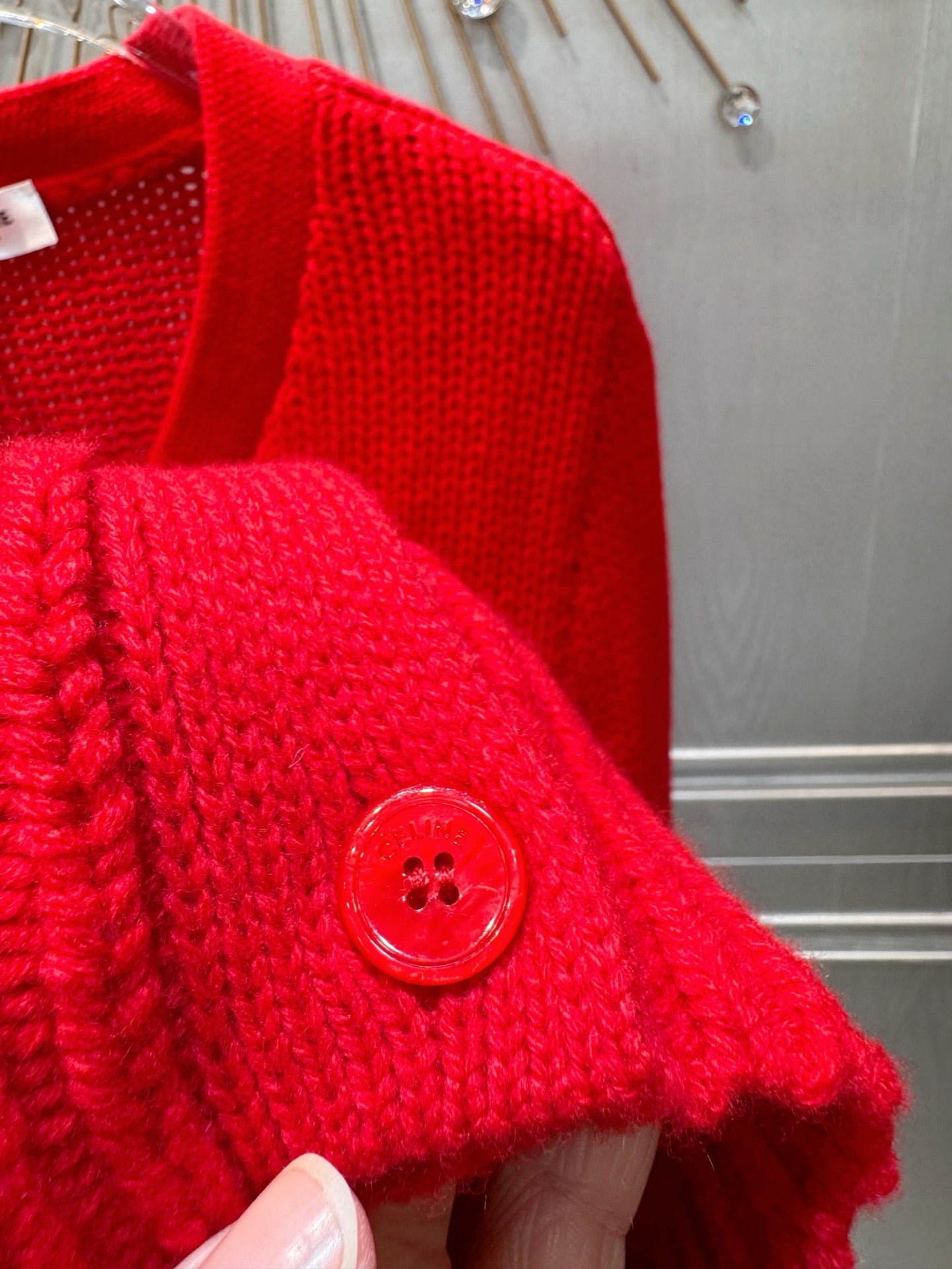 Cel**25fw new red knit cardigan