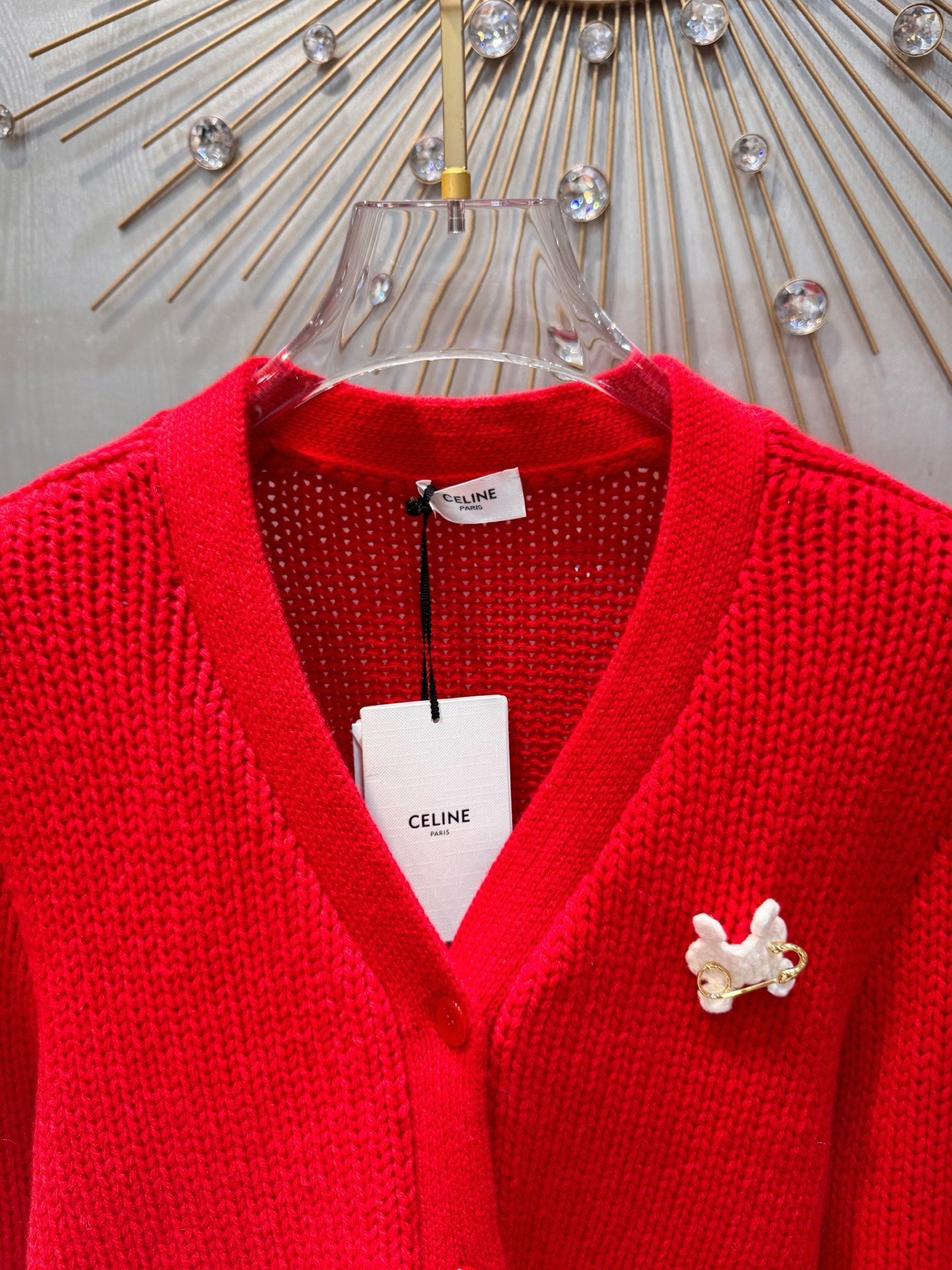 Cel**25fw new red knit cardigan
