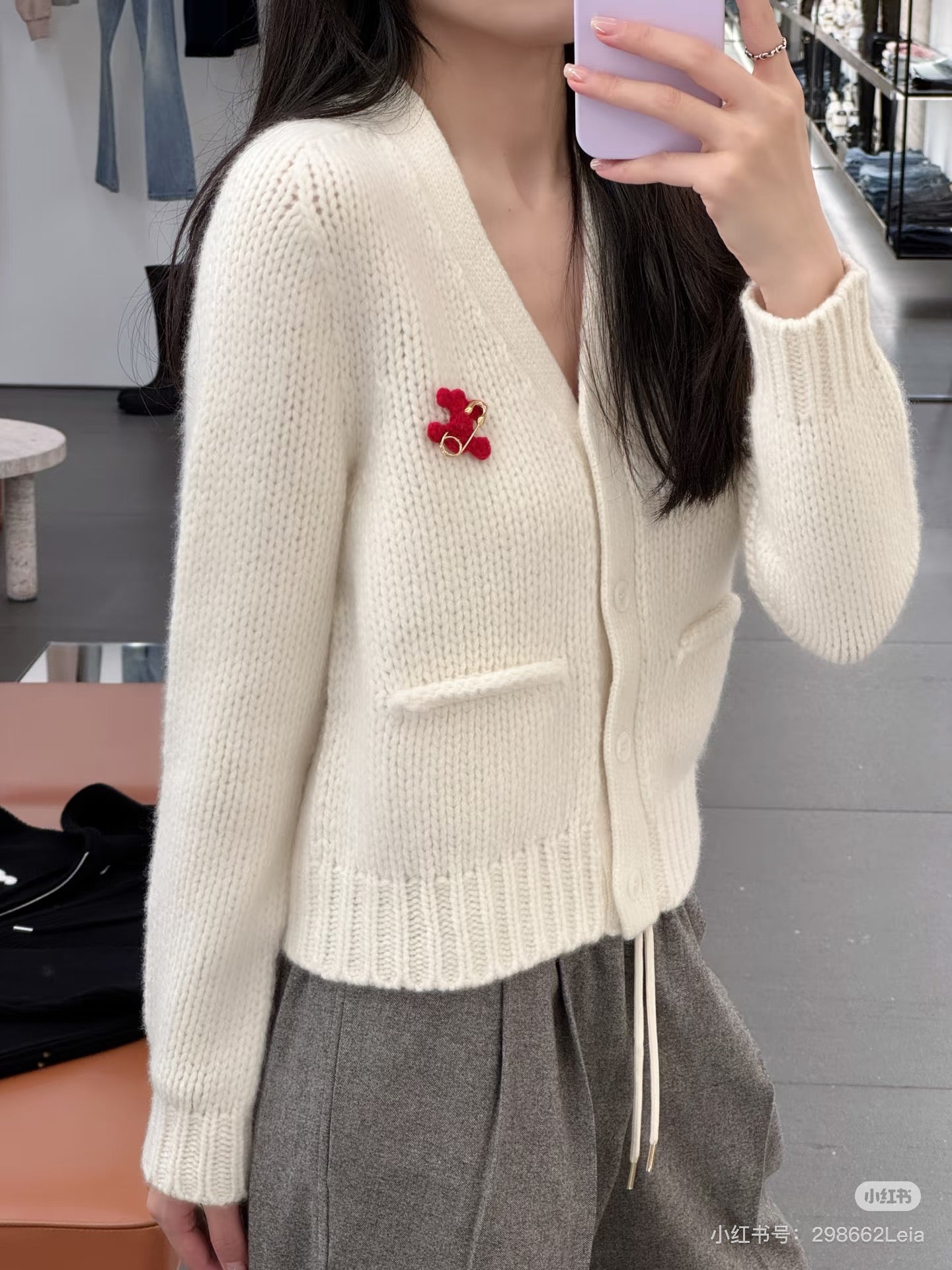 Cel**25fw new red knit cardigan