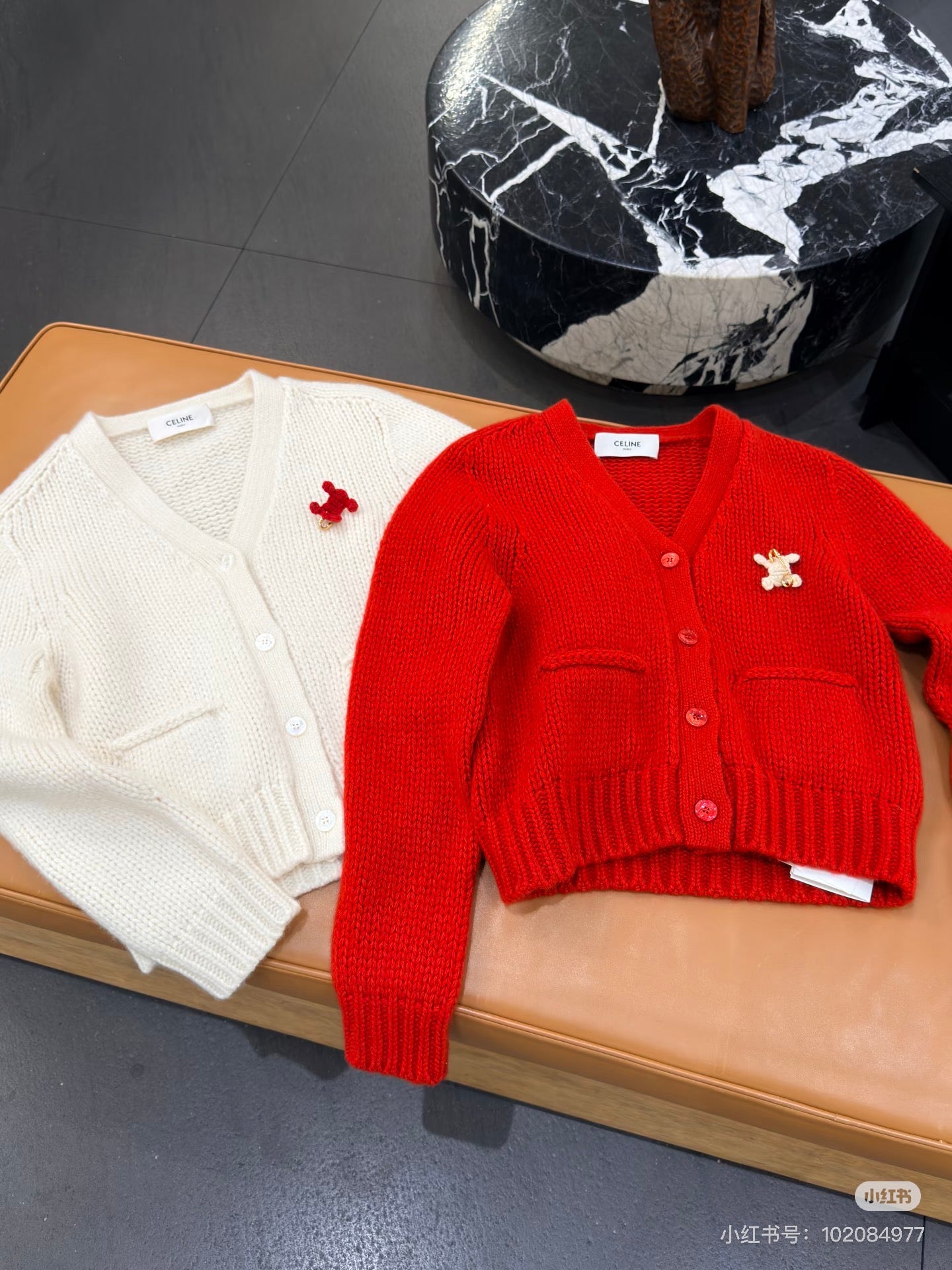 Cel**25fw new red knit cardigan