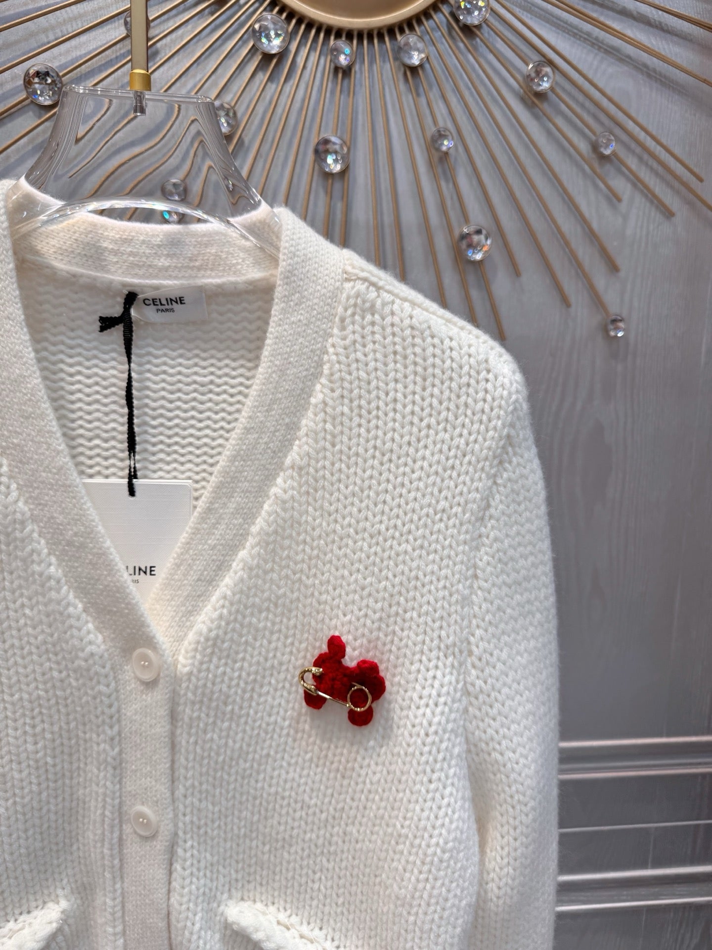 Cel**25fw new red knit cardigan