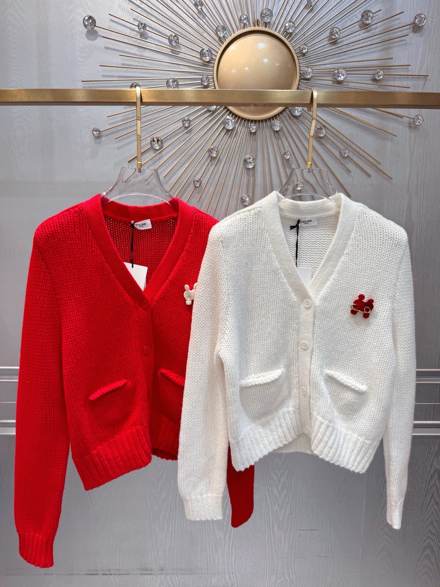 Cel**25fw new red knit cardigan