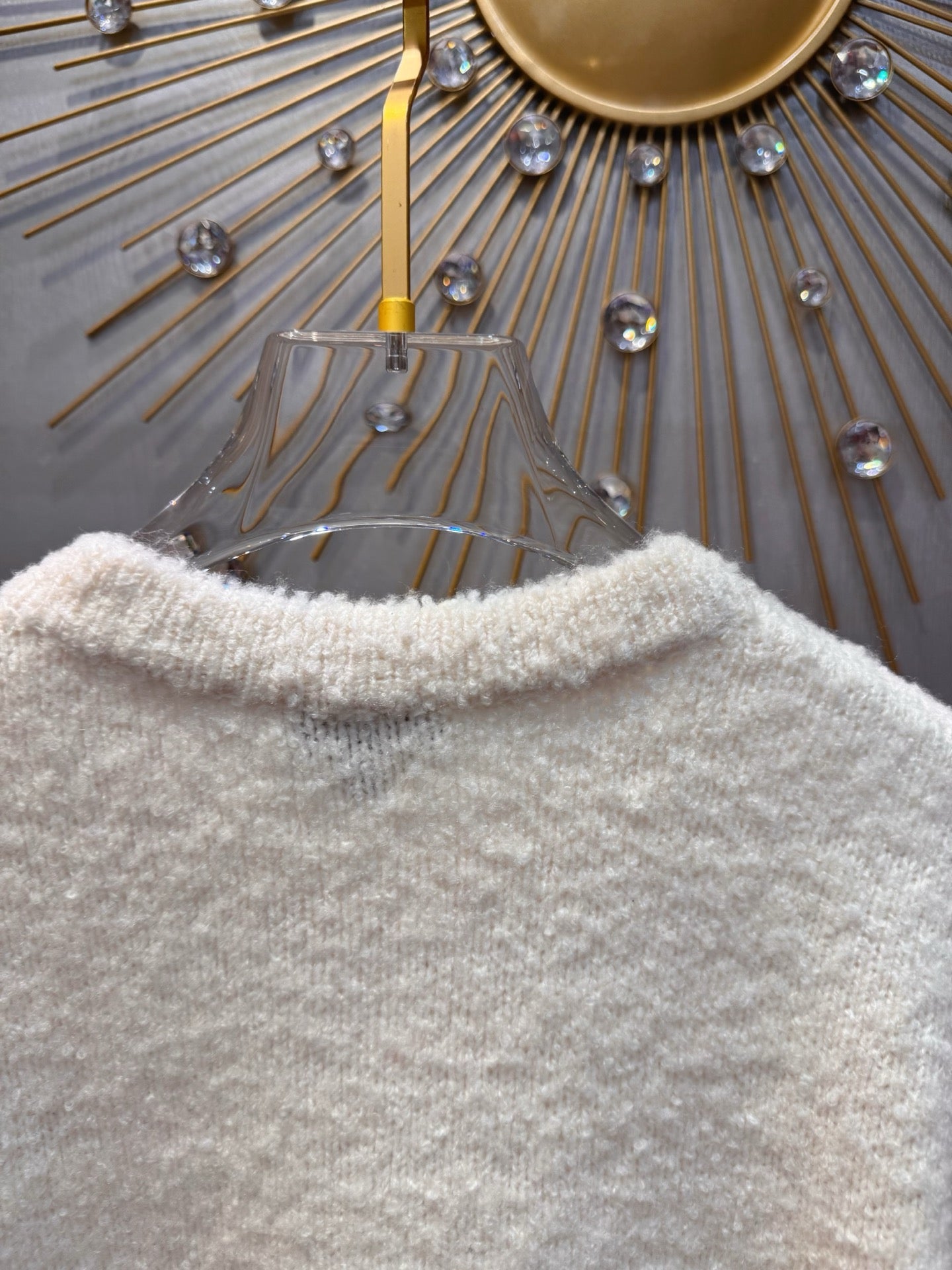 Cha**25N ski collection white knit cardigan