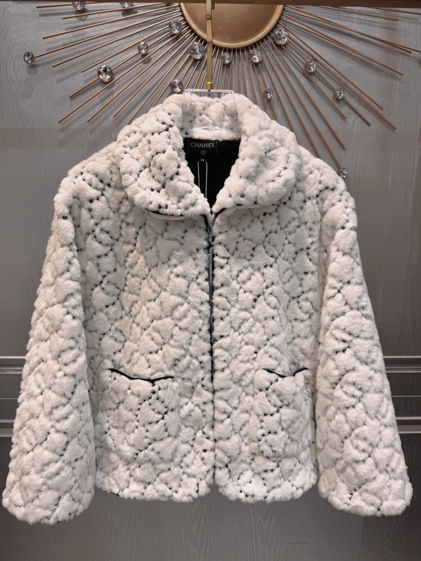 Cha**25N ski series sequined plush jacket