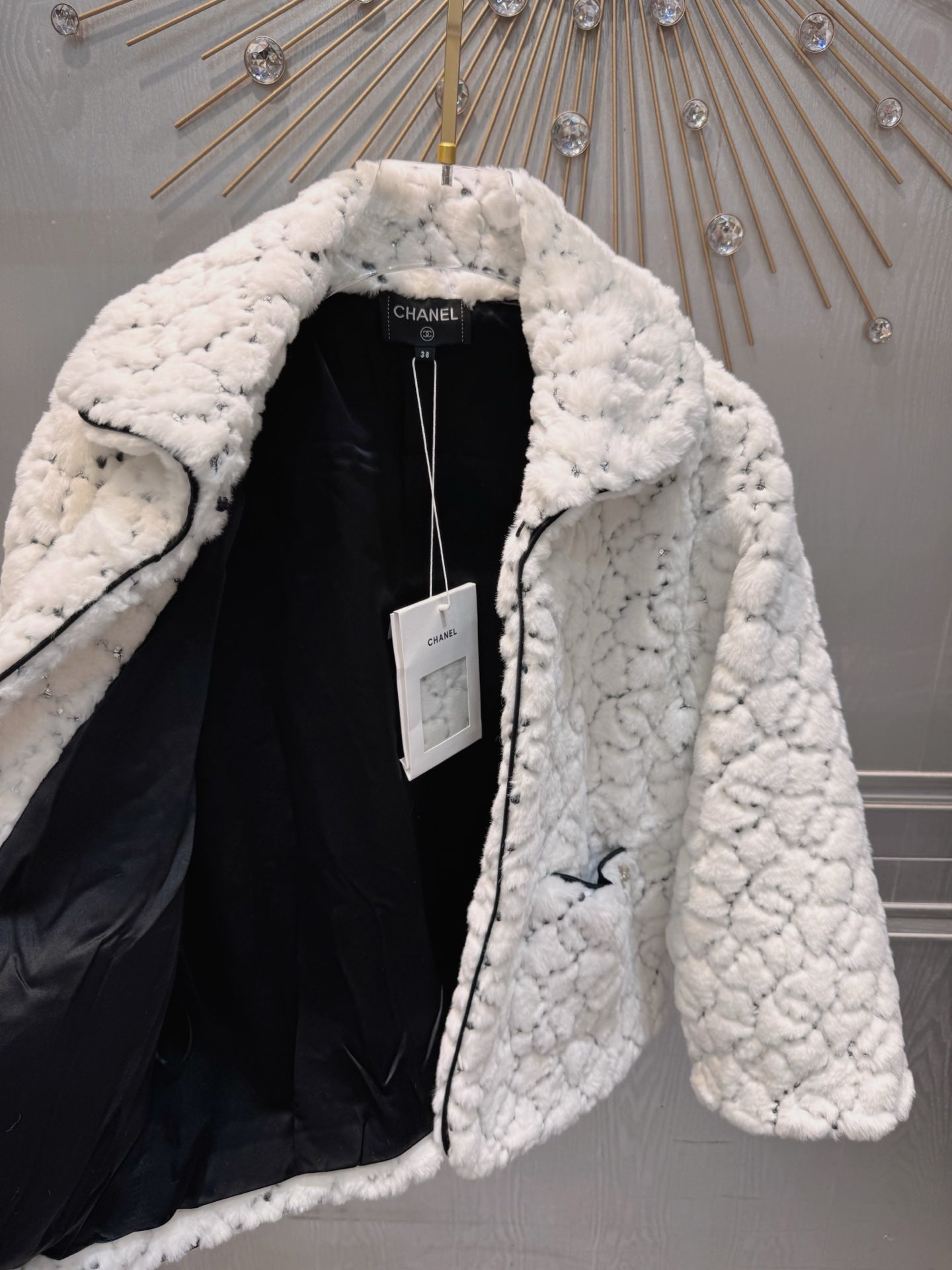 Cha**25N ski series sequined plush jacket