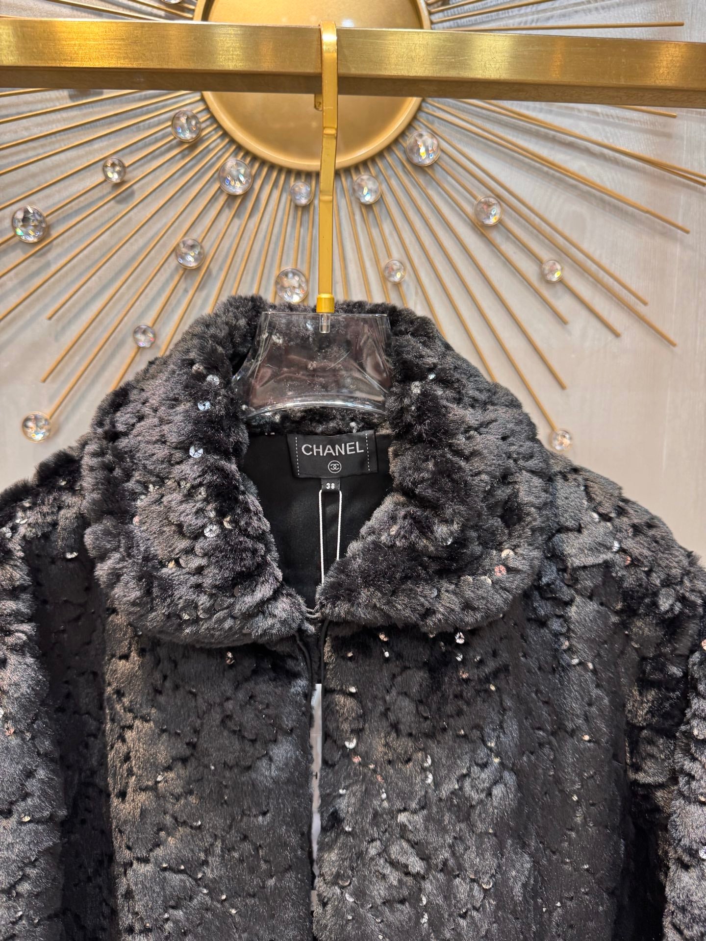 Cha**25N ski series sequined plush jacket