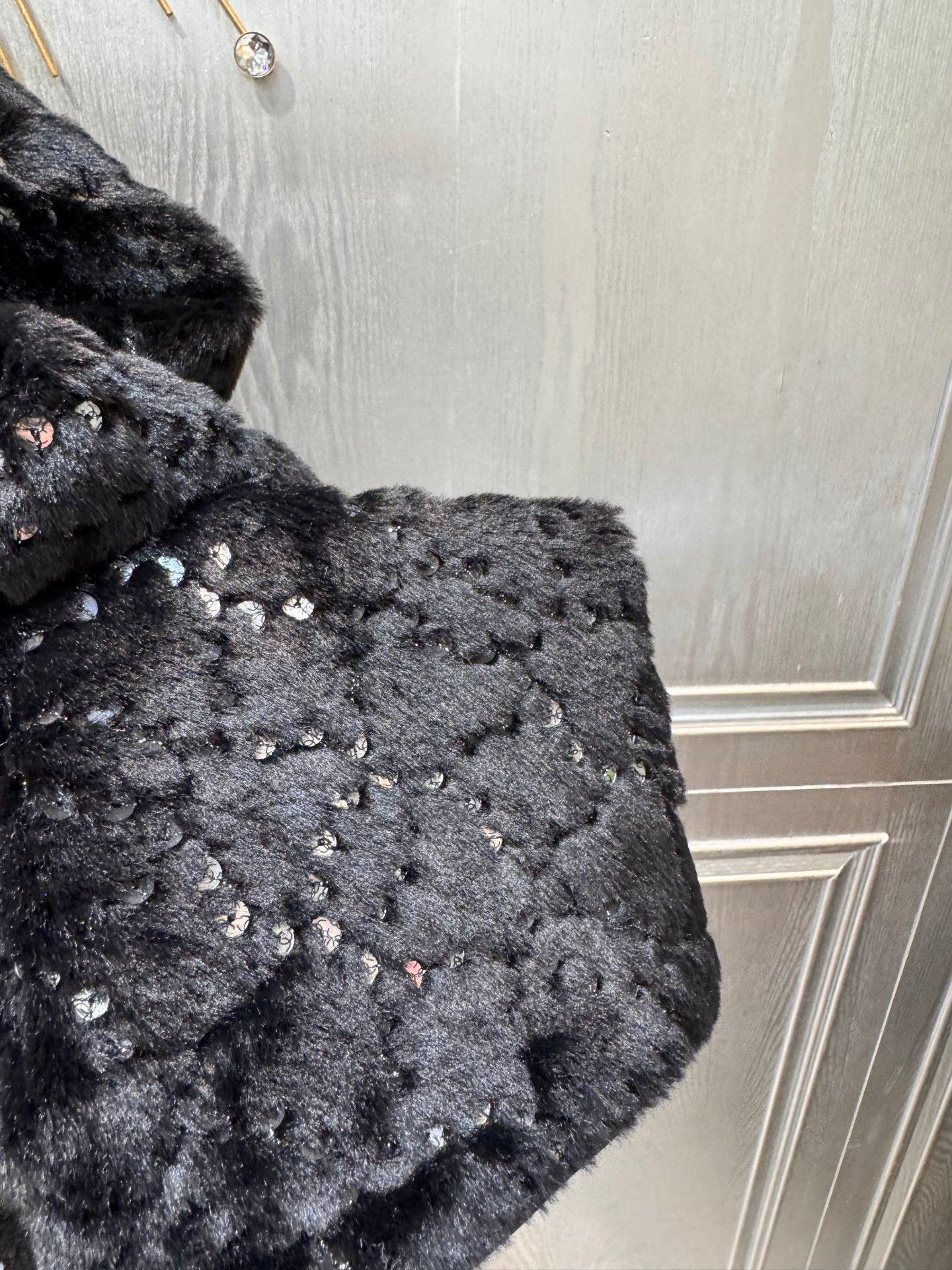 Cha**25N ski series sequined plush jacket