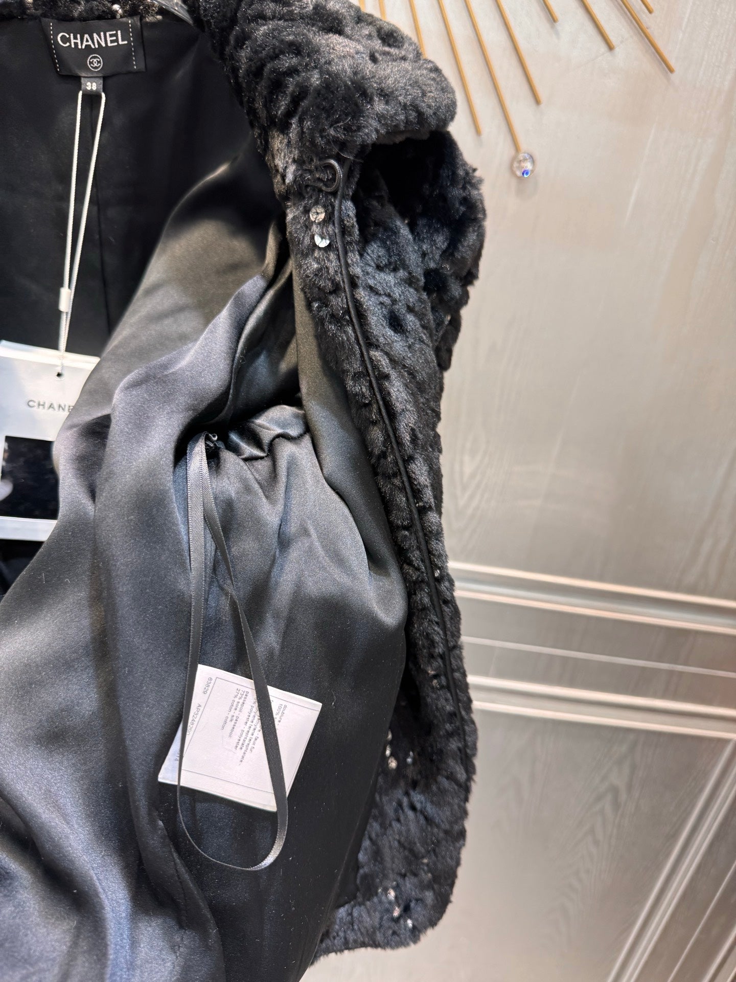 Cha**25N ski series sequined plush jacket