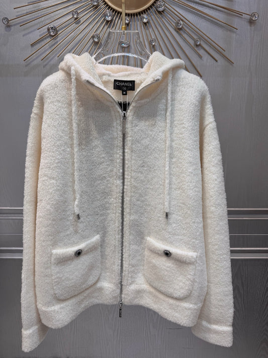 Cha**25N series hooded lambswool thick cardigan